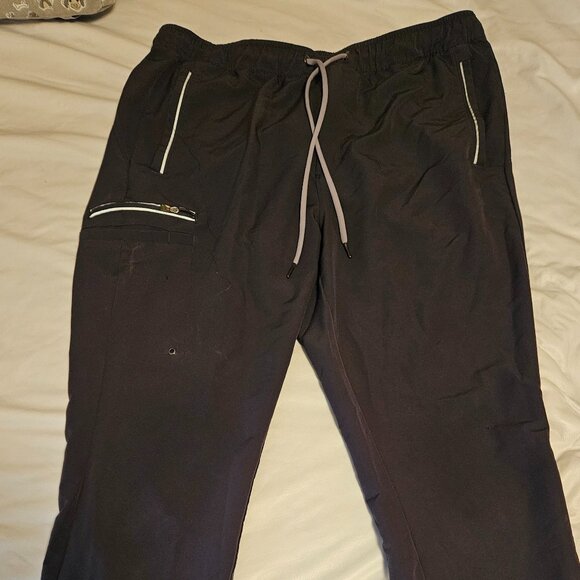 Gray Healing Hands drawstring scrubs pants w/ zippered pocket - XL - Picture 1 of 2